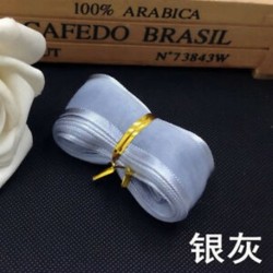 Ezüstszürke DIY 5yds 1 &quot (25mm) Satin Edge Organza szalag íj esküvői dekoráció csipke kézműves
