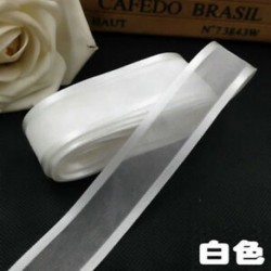 fehér 5yds 1 &quot (25mm) Satin Edge Organza szalag íj esküvői dekoráció DIYLace kézműves