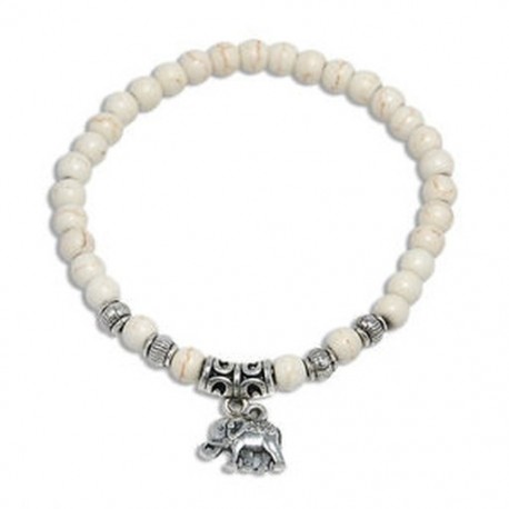 Fehér türkiz gyöngy elefánt Divat férfi természetes kő gyöngyös karkötő fej Buddha varázsa gyöngy Bangle ékszerek