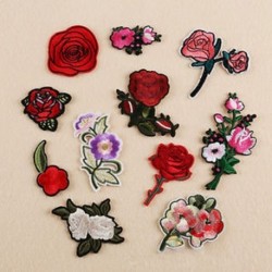 11PCS Rózsa Virágkészlet DIY hímzett vas varrni a javítás ruhák szövet matrica jelvény ruhák applique