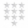 Ezüst 10Pcs / Set Star hímzés varrni vasalat a javítás jelvény ruhák Applique táska szövet