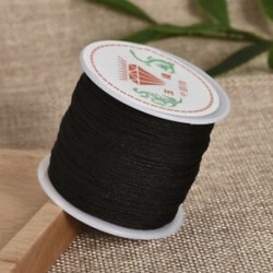 Sötétbarna Nylon Cord Thread 0.8mm kínai csomó Macrame Rattail karkötő fonott string 45M