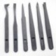 6pcs / készlet fekete precíziós tweezerPlastic Anti Static Tool Kit mérete 1/2/3/5/6/8