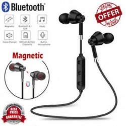 * 5 Fekete Bluetooth 4.2 sztereó vezeték nélküli fülhallgató mágneses fülbe helyezhető fülhallgató fülhallgató