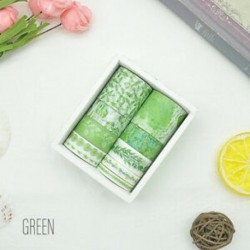 10 tekercs Zöld mintás-színes Washi dekor szalag - dekoratív öntapadós szalag - 3