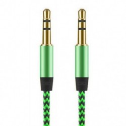 Zöld 3,5 mm-es audio AUX TRS jack kábel Nylon hímzett csatlakozó sztereó autós telefonhoz 1M