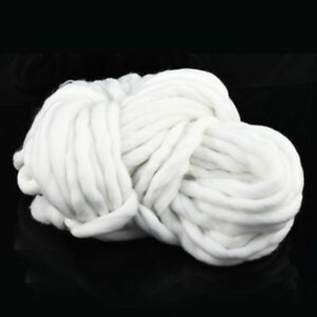 fehér 1 Roll Chunky gyapjú fonal Super Soft Bulky kar Kötés gyapjú Roving horgolás DIY