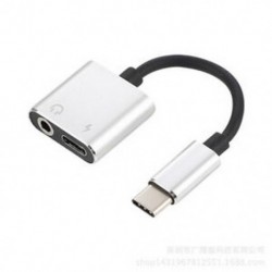 Ezüst Forró C-től 3,5 mm-ig terjedő és 2-es töltőfejű fejhallgató audio-jack USB C kábeladapter