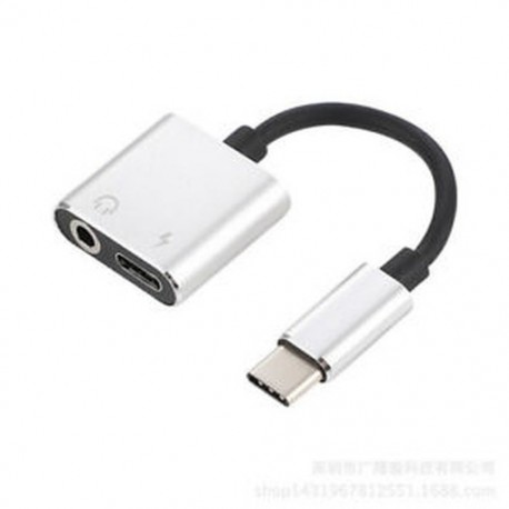 Ezüst Forró C-től 3,5 mm-ig terjedő és 2-es töltőfejű fejhallgató audio-jack USB C kábeladapter