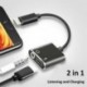 Ezüst USB-C-tól 3,5 mm-ig és töltő 2 in1 fejhallgató audio jack töltőkábel adapter