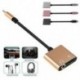 * 2 Fekete USB-C-tól 3,5 mm-ig és töltő 2 in1 fejhallgató audio jack töltőkábel adapter