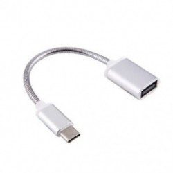 Ezüst USB C 3.1 C típusú férfi-USB női fém OTG szinkronizáló adatátalakító kábel