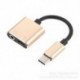 Arany 2 in1 USB C típusú, 3,5 mm-es fejhallgató-csatlakozó adapter AUX &amp  Sync dátum töltőkábel