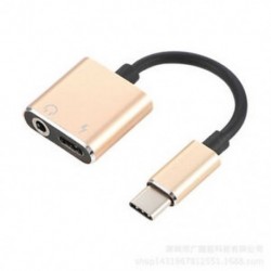 Arany 2 in1 USB C típusú, 3,5 mm-es fejhallgató-csatlakozó adapter AUX &amp  Sync dátum töltőkábel