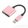 Rózsa arany 2 in1 USB C típusú, 3,5 mm-es fejhallgató-csatlakozó adapter AUX &amp  Sync dátum töltőkábel