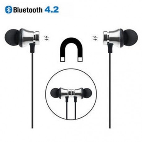 Ezüst Bluetooth 4.2 sztereó fülhallgató fülhallgató mágneses vezeték nélküli fülhallgató fülhallgató