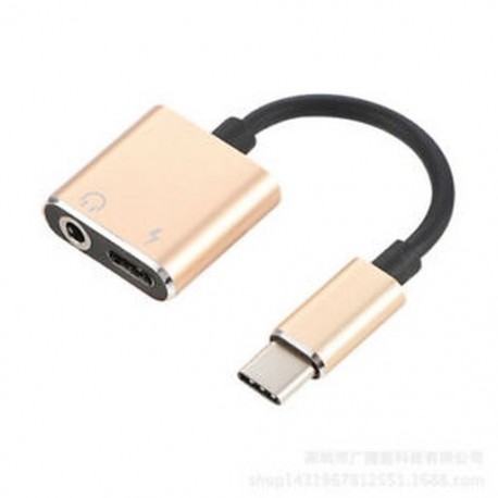 Arany C típus 3,5 mm és 2 in1 töltő fejhallgató audio jack USB C kábel adapter 1Pc