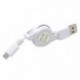 fehér Univerzális Micro USB A USB 2.0 B-hez visszahúzható adatszinkronizáló töltőkábel kábel