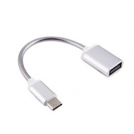 Ezüst USB C 3.1 C típusú férfi-USB női fém OTG adatszinkronizáló átalakító adapter kábel
