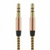Arany 1M 3.5mm AUX Audio TRS Jack kábel Nylon hímzett csatlakozó sztereó autós telefonhoz