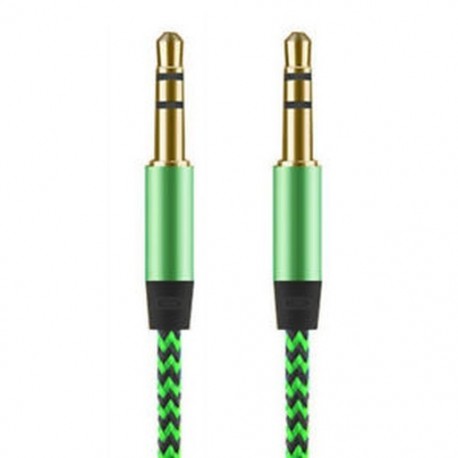 Zöld 1M 3.5mm AUX Audio TRS Jack kábel Nylon hímzett csatlakozó sztereó autós telefonhoz