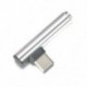 Ezüst 1 db C-típusú 3,5 mm-es jack fülhallgató kábel USB C fejhallgató Audio 90 ° -os adapter