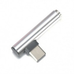 Ezüst 1 db C-típusú 3,5 mm-es jack fülhallgató kábel USB C fejhallgató Audio 90 ° -os adapter
