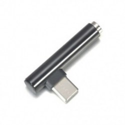 Fekete 1 db C-típusú 3,5 mm-es jack fülhallgató kábel USB C fejhallgató Audio 90 ° -os adapter