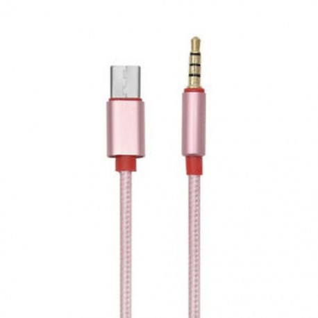 Rózsa arany C-típusú 3,5 mm-es audio Aux-kábel, 3,5 mm-es alumínium férfi USB-C 3,5 mm-es sztereó sztereó