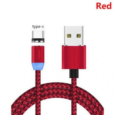 Piros (C típus) Samsung C-típusú és Android fonott mágneses villámláshoz   USB töltőkábelhez