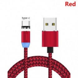 Piros (C típus) Fonott mágneses villám   USB töltő Samsung Android és C típusú töltőkábelekhez
