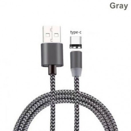 Szürke (C típus) Samsung Android &amp  C-típusú fonott mágneses villámláshoz   USB töltőkábelhez