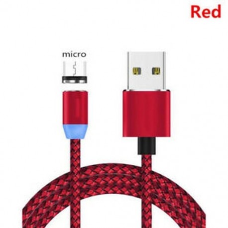 Piros (Android) Samsung Android &amp  C-típusú fonott mágneses villámláshoz   USB töltőkábelhez