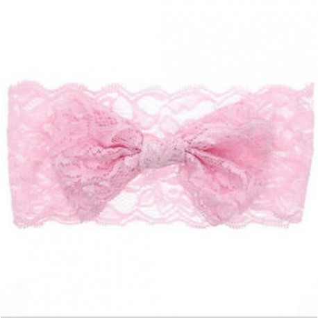 Rózsaszín 7PCS Baby Girls Kids csipke íj fejpánt Hairband Stretch Head Band kiegészítők