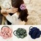 Khaki Elasztikus kötél hajszalagok Scrunchie lófarok birtokosa rózsa virág haj kiegészítők