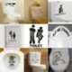 * 9 WC-ülés WC fali matrica Vinyl Art levehető fürdőszoba falfestmény otthon DIY dekoráció
