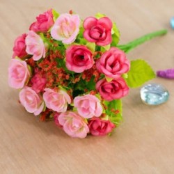 * 7 PINK Mesterséges virág csokor selyem rózsa virág otthon menyasszonyi esküvői party dekoráció
