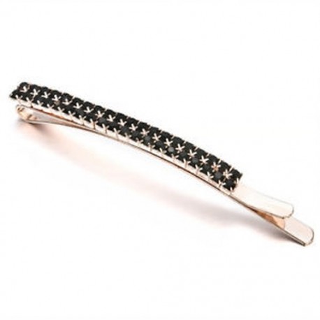 Fekete Finom női strasszos kristály haj klip barrette hajtű Bobby pin ékszerek