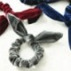 Fekete Bársony íjcsomó Scrunchies Nyuszi füle Haj gyűrű Stretch haj nyakkendő lófarok tartó