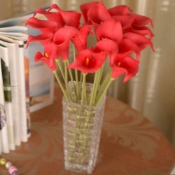 Piros Calla liliom mesterséges csokor hamis selyem virágok esküvői otthon fél dekoráció
