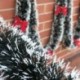 Egyszerű sötétzöld 2m-es karácsonyfa Bowknots Tinsel Garland fali ajtó dekoráció Home Party díszek