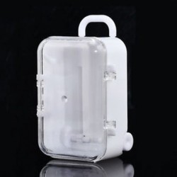 fehér Mini gördülő utazási bőrönd Candy doboz esküvői fél kedvez a fogadás baba játék