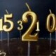 1-es - Arany színű számgyertya tortadísz szülinapra