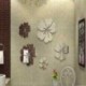* 11 White Leave Love Kivehető tükör matrica Art Mural fal matricák lakberendezés DIY szoba dekoráció