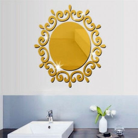 * 14 Aranymosó Kivehető tükör matrica Art Mural fal matricák lakberendezés DIY szoba dekoráció