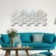 * 16 Hexagon Silver (12db) Kivehető tükör matrica Art Mural fal matricák lakberendezés DIY szoba dekoráció