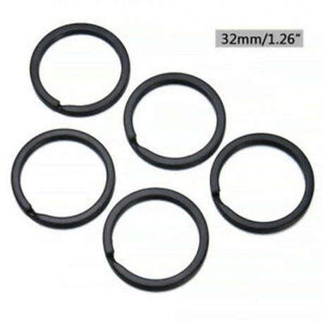 2,0 * 32mm 5db fém tömör osztott kulcstartó fekete ötvözet hurok lapos kulcstartó 25-32mm