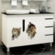 2. minta Kivehető fali matricák Vinil aranyos 3D macska hálószoba WC otthoni falfestmény Art Decor