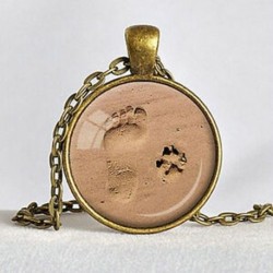Bronz Vintage szerelem ékszer kutya mancs nyomtatási lábnyom Charm medál ezüst lánc nyaklánc