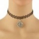 Iránytű Tattoo Choker Stretch nyaklánc fekete retro henna rugalmas 80-as évek 90-es évek ékszer divat